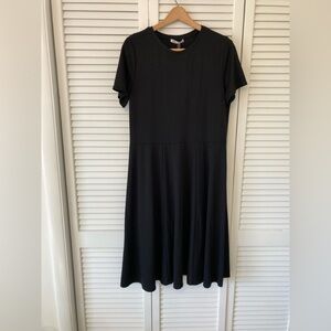 Zara Classic Black Midi Dress Large NWT